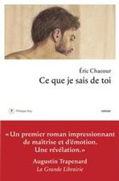 Ce que je sais de toi : roman / Eric Chacour | Chacour, Éric - Auteur du texte. Auteur